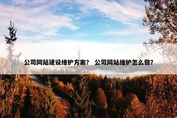 公司网站建设维护方案？ 公司网站维护怎么做？