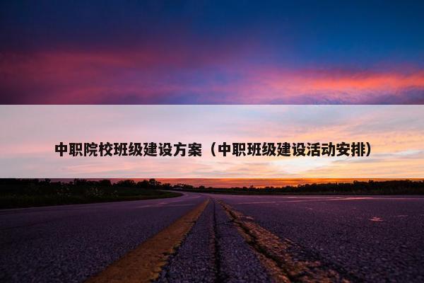 中职院校班级建设方案（中职班级建设活动安排）