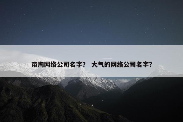 带淘网络公司名字？ 大气的网络公司名字？