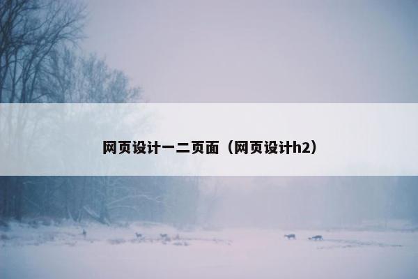 网页设计一二页面（网页设计h2）