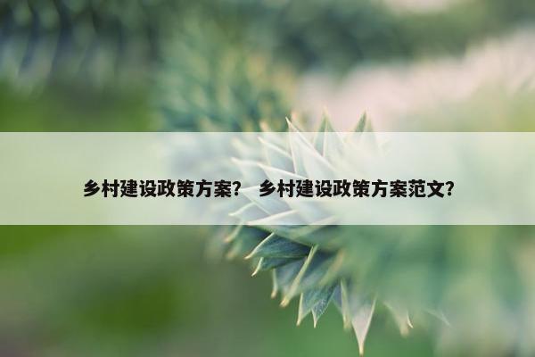 乡村建设政策方案？ 乡村建设政策方案范文？