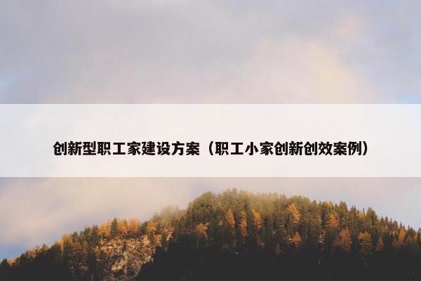 创新型职工家建设方案（职工小家创新创效案例）