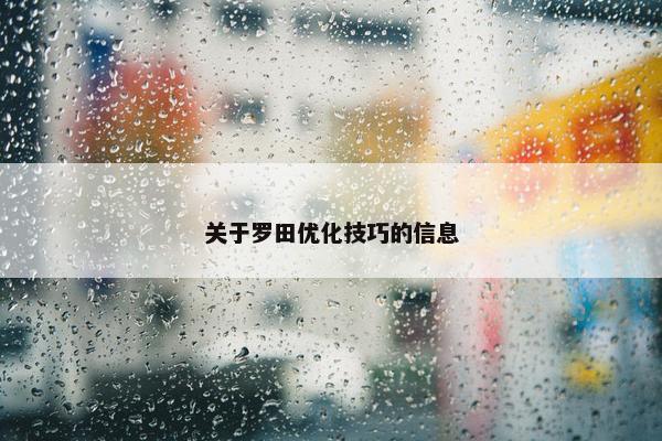 关于罗田优化技巧的信息