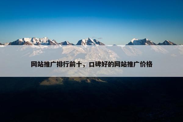 网站推广排行前十，口碑好的网站推广价格