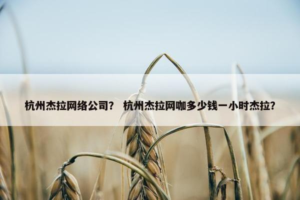 杭州杰拉网络公司？ 杭州杰拉网咖多少钱一小时杰拉？