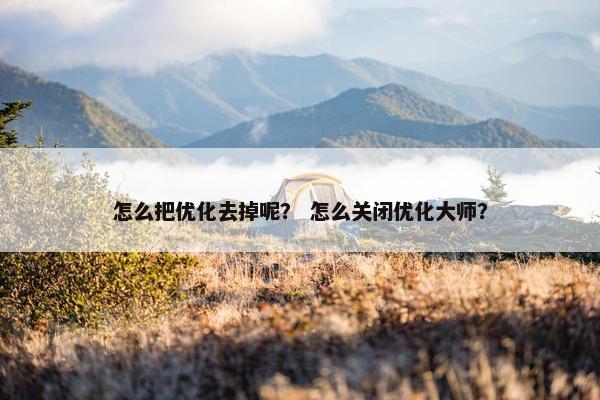 怎么把优化去掉呢？ 怎么关闭优化大师？