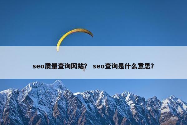 seo质量查询网站？ seo查询是什么意思？