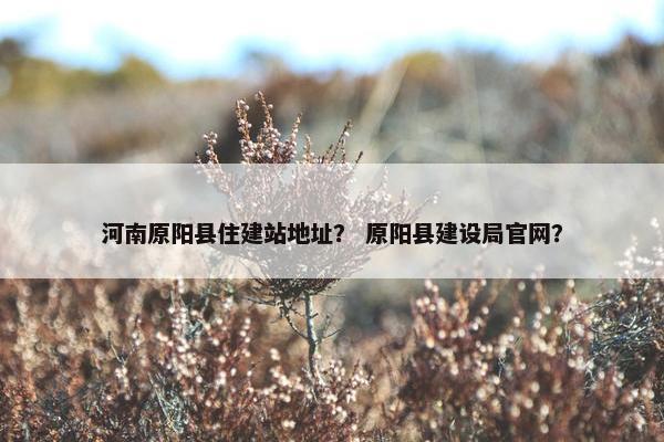 河南原阳县住建站地址？ 原阳县建设局官网？