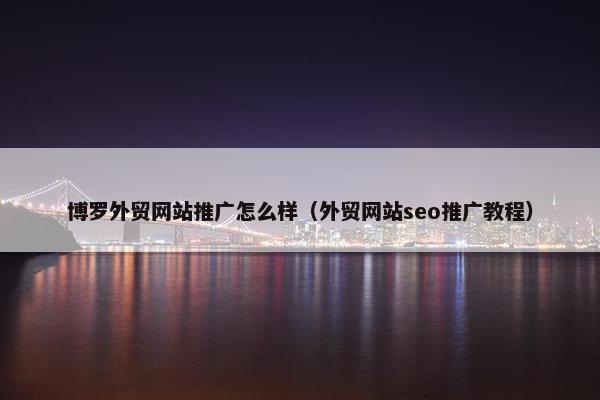 博罗外贸网站推广怎么样（外贸网站seo推广教程）