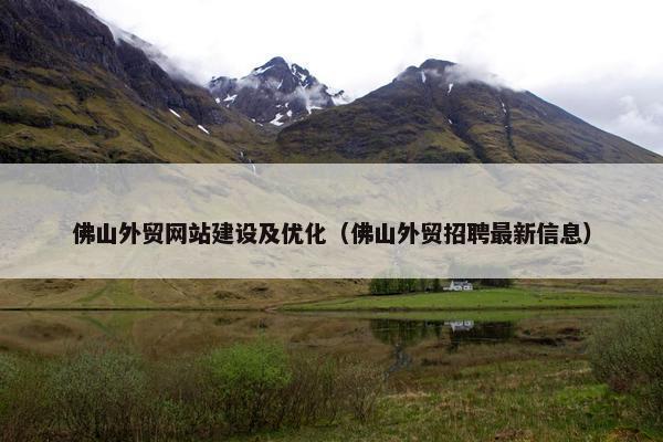 佛山外贸网站建设及优化（佛山外贸招聘最新信息）