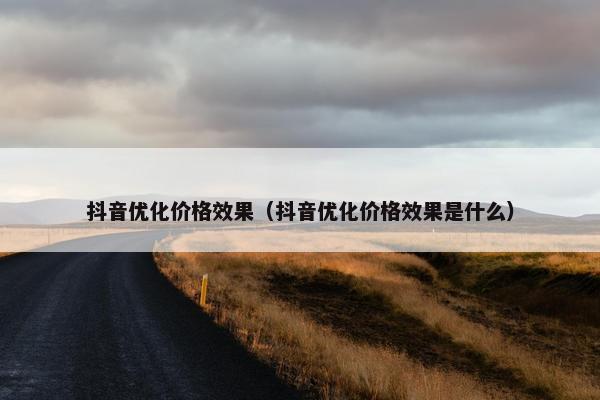 抖音优化价格效果（抖音优化价格效果是什么）