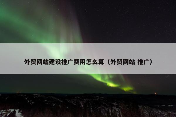 外贸网站建设推广费用怎么算（外贸网站 推广）