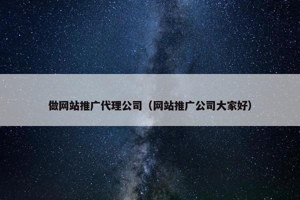 做网站推广代理公司（网站推广公司大家好）