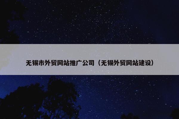 无锡市外贸网站推广公司（无锡外贸网站建设）