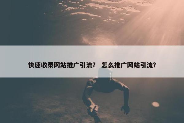 快速收录网站推广引流？ 怎么推广网站引流？