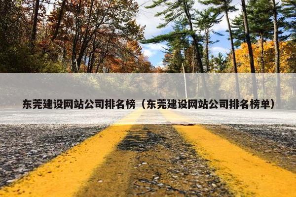 东莞建设网站公司排名榜（东莞建设网站公司排名榜单）