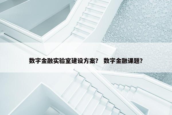 数字金融实验室建设方案？ 数字金融课题？
