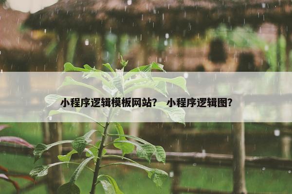 小程序逻辑模板网站？ 小程序逻辑图？