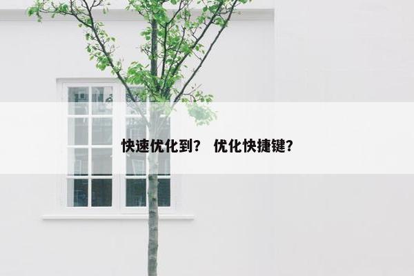 快速优化到？ 优化快捷键？
