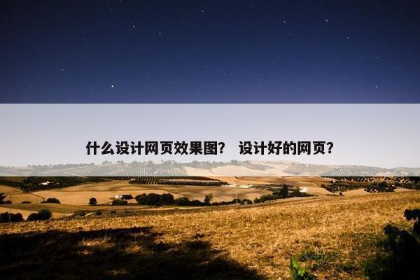 什么设计网页效果图？ 设计好的网页？
