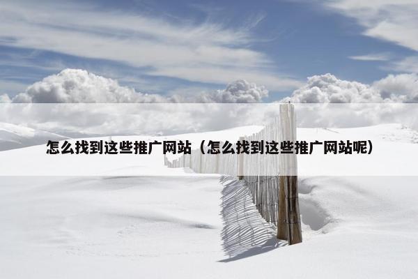 怎么找到这些推广网站（怎么找到这些推广网站呢）